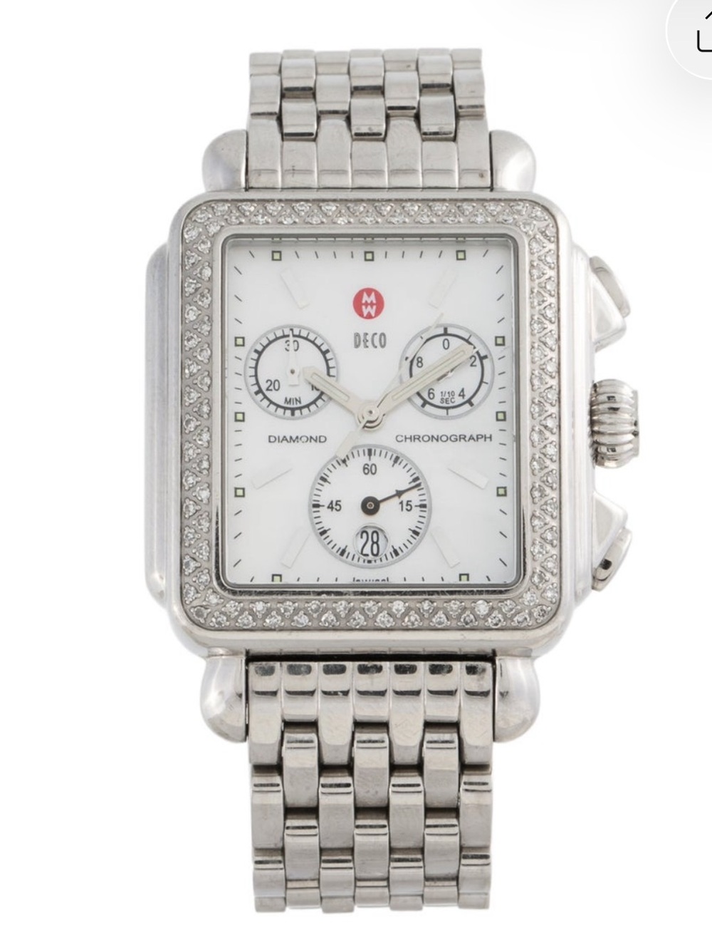 Michele Diamond Deco Stainless Steel Watch